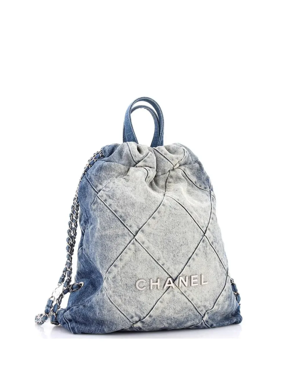 Chanel 22 Chain Backpack Quilted Denim #281418C49B